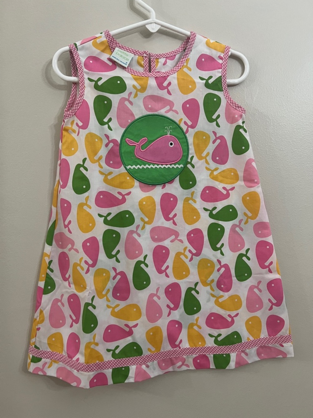 Whale Print Sleeveless Cotton Dress - Pink, Green, Yellow